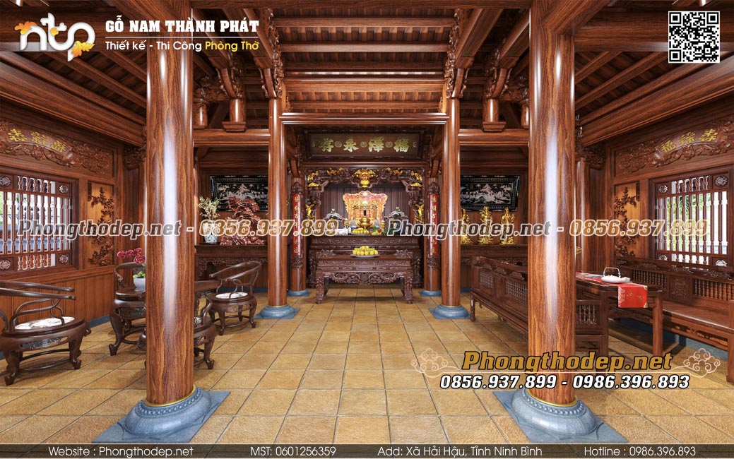 Không gian phòng thờ được thiết kế chuẩn kích thước phong thuỷ